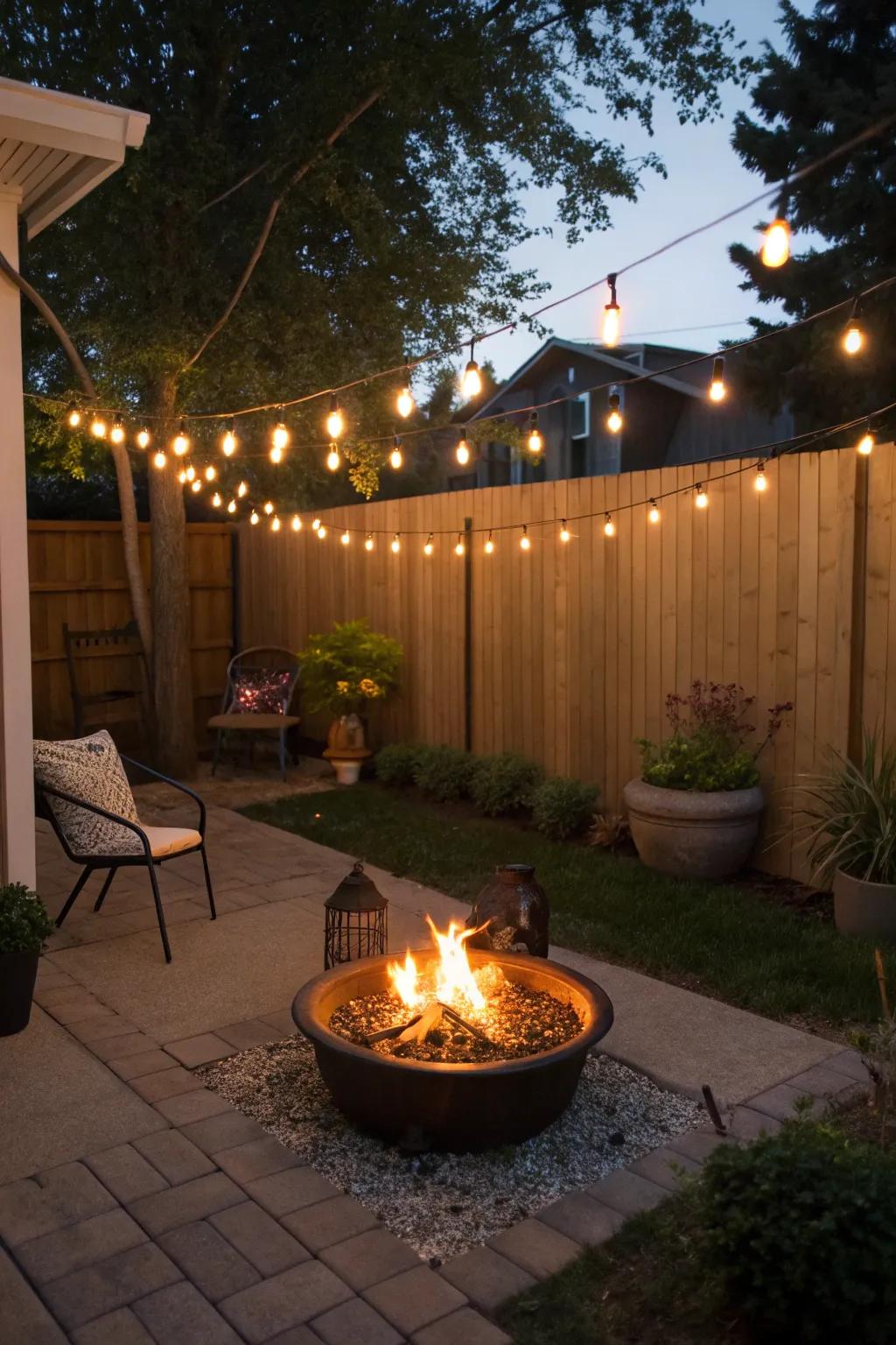 String lights bring a magical atmosphere to your patio evenings.
