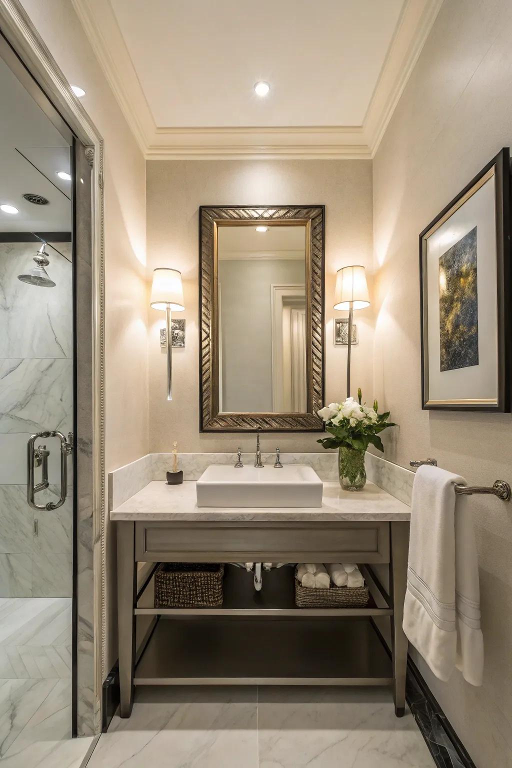 Large mirrors make small spaces appear more expansive.
