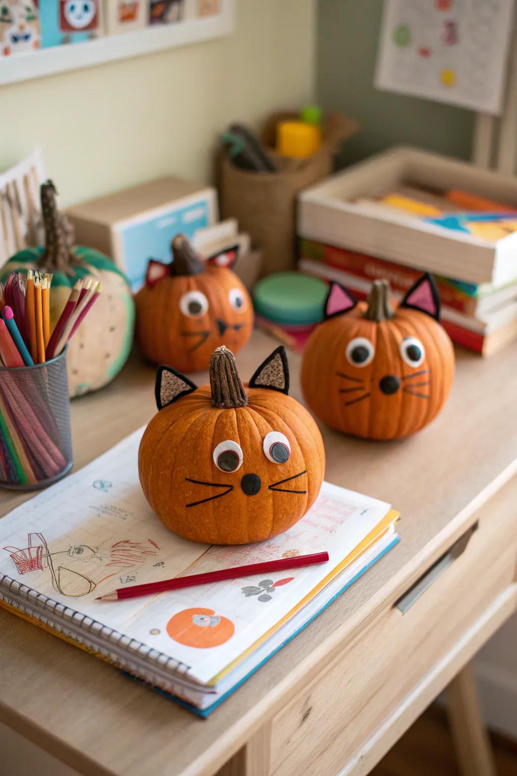 Creature-themed squashes contribute playful charm to any area.