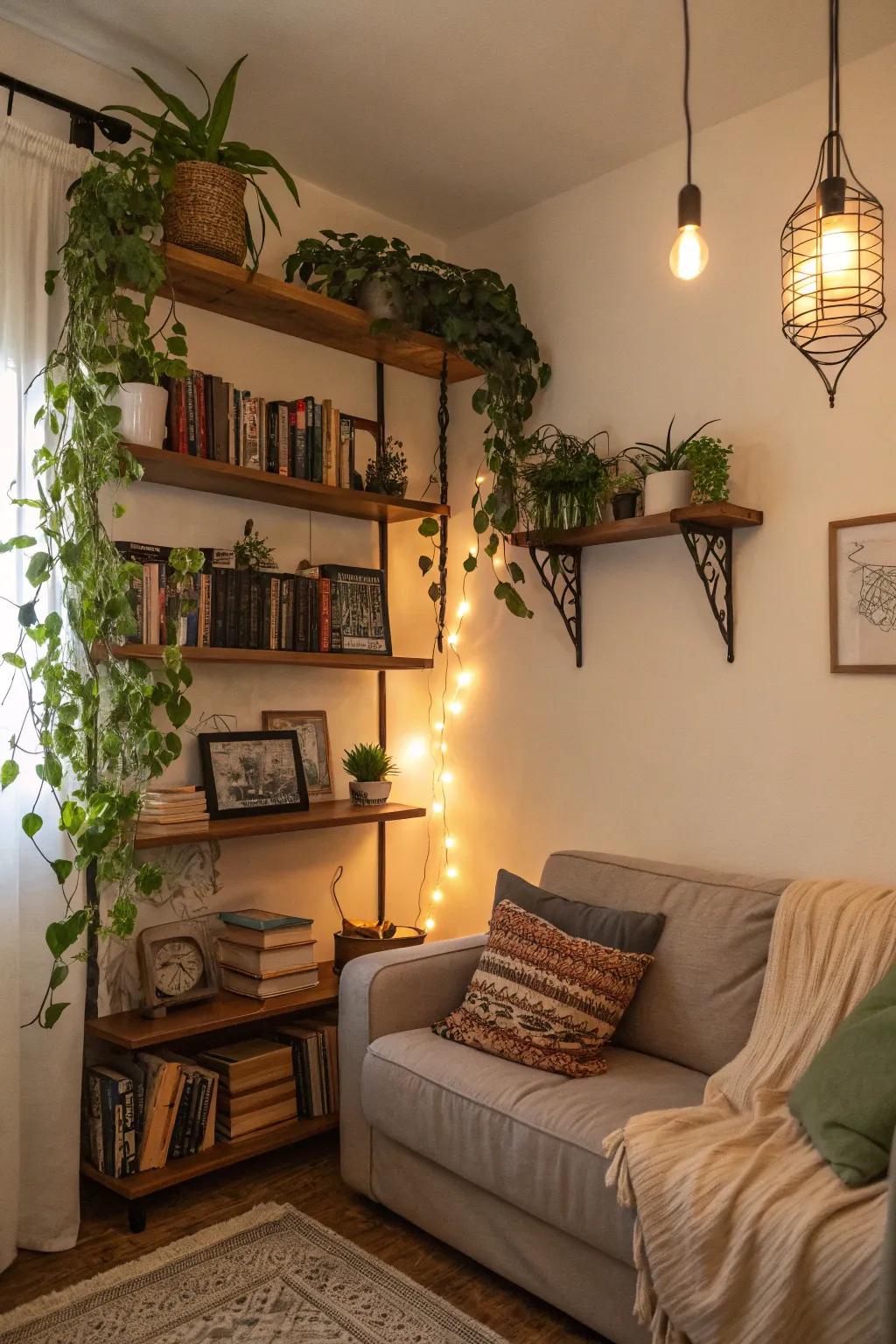 Walls are a great option in small spaces, adding storage and style.