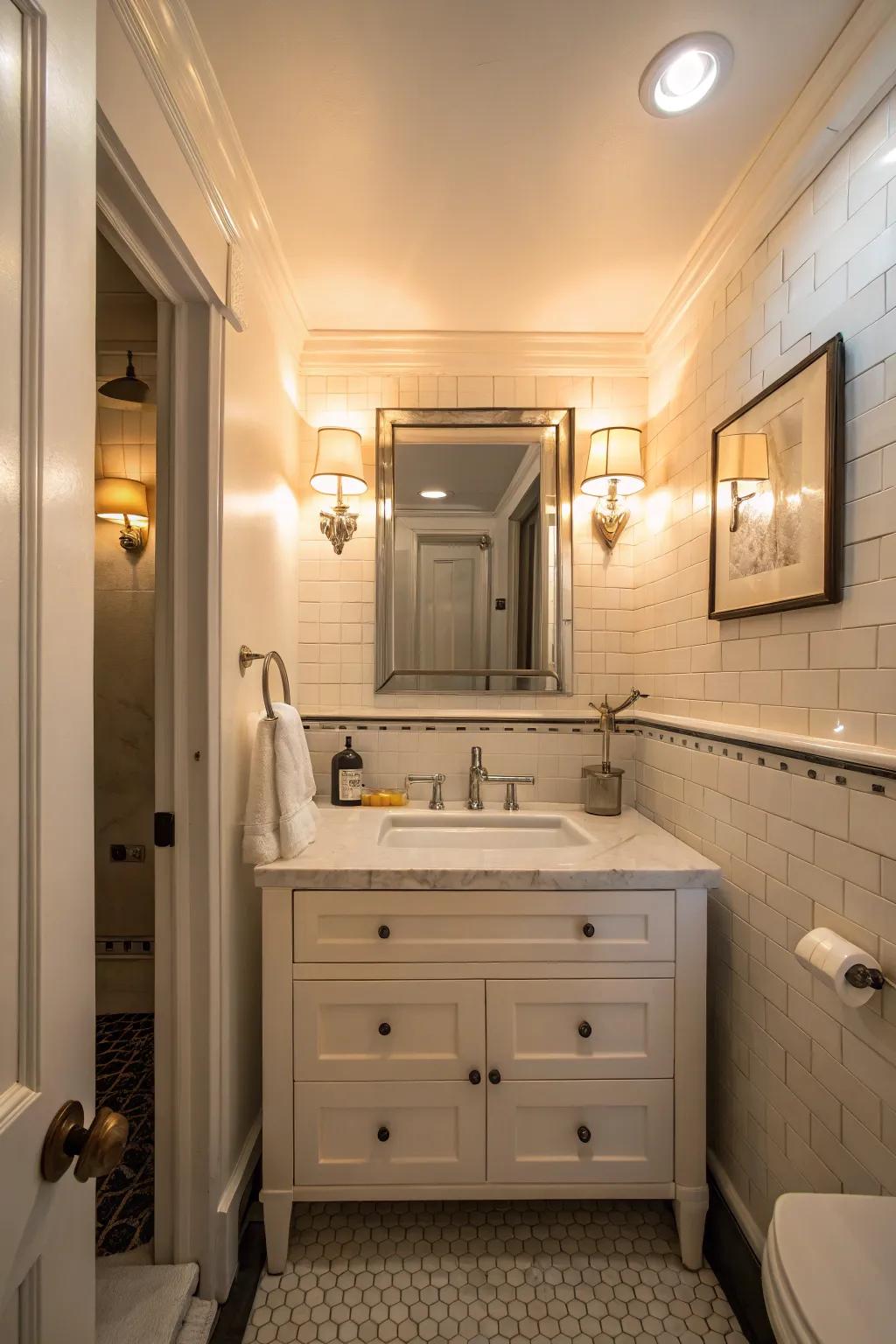 Understated illumination enhances the beauty of marble.