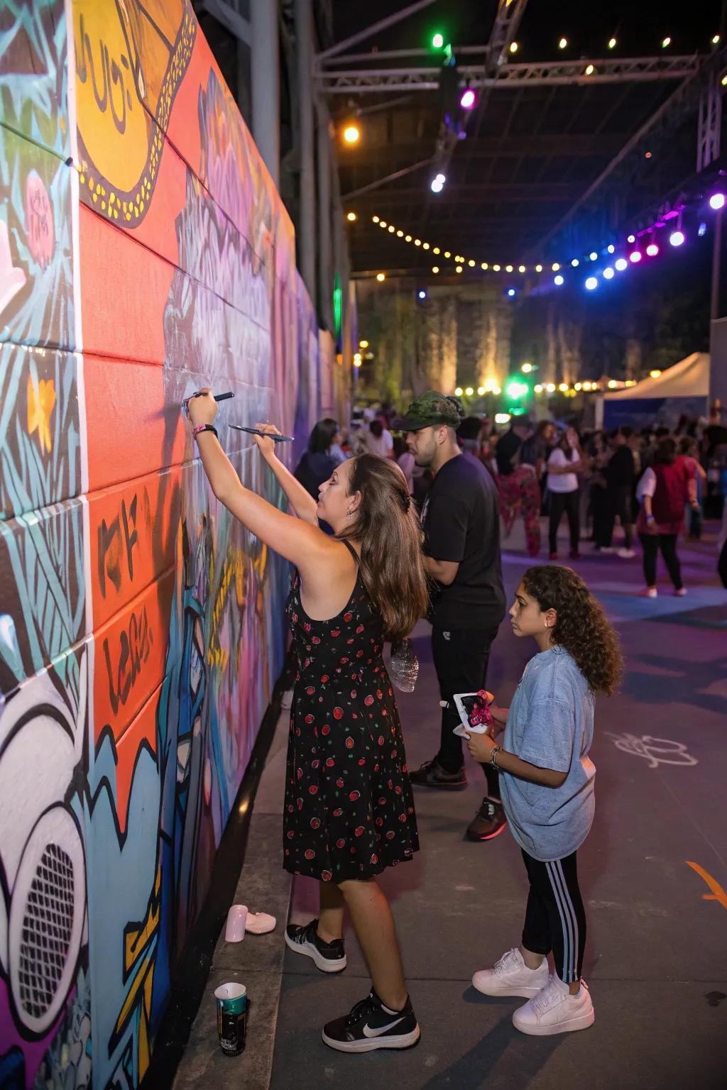 A creative stencil wall for visitors to articulate themselves.
