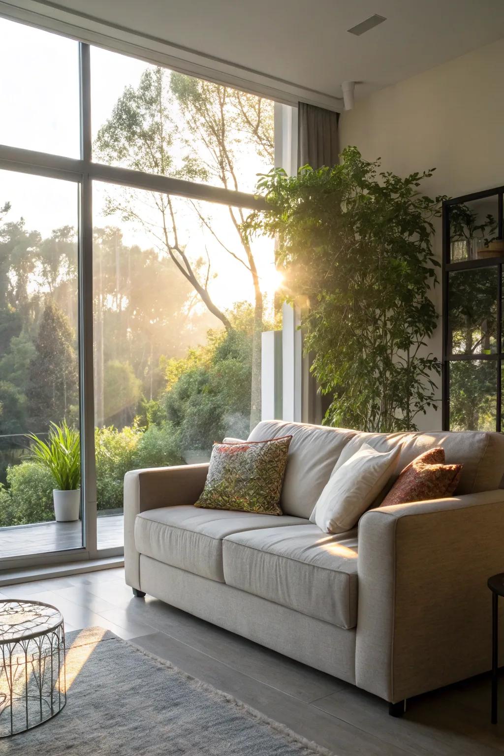 Utilize sunlight to lift the ambiance of your living area.