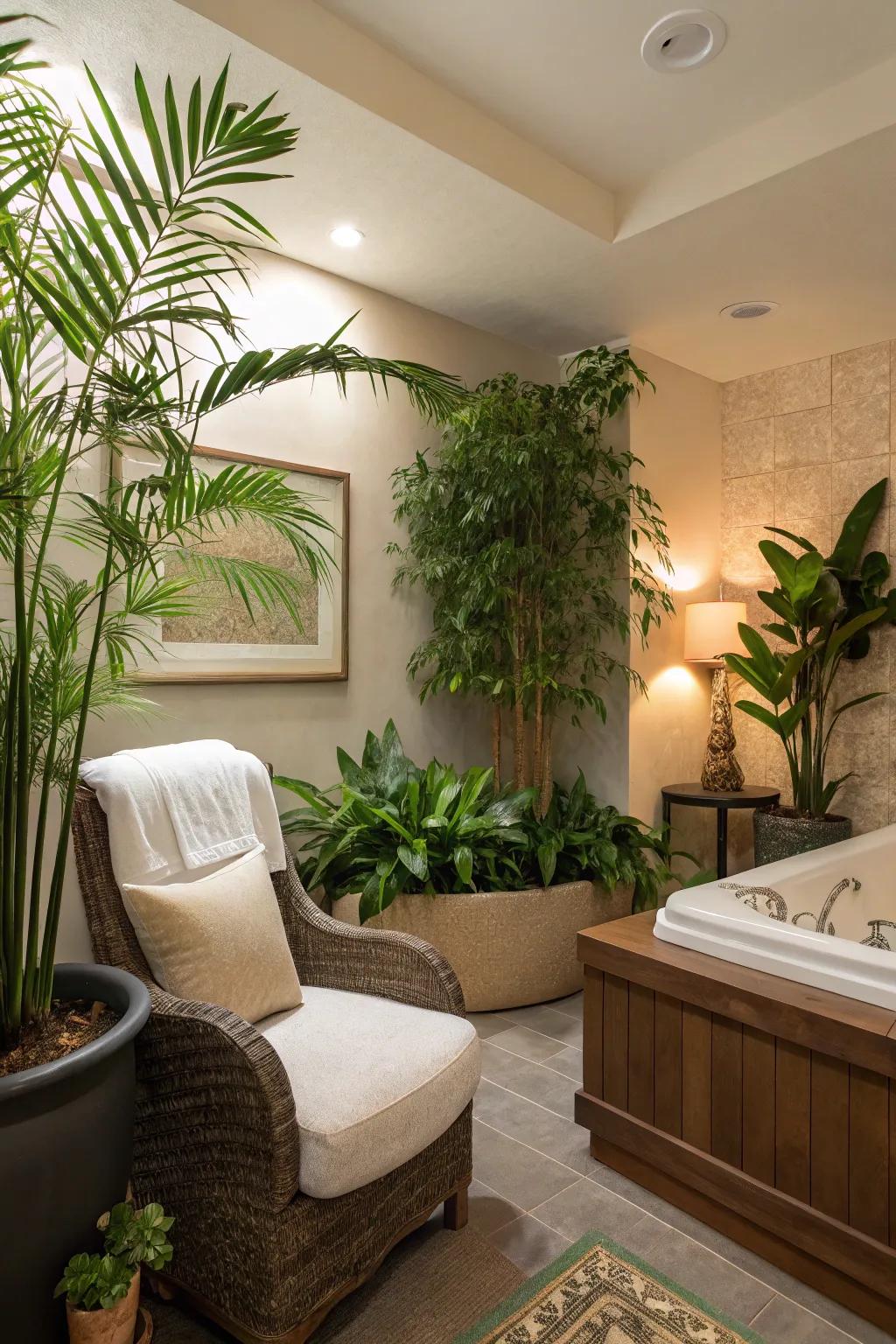 Plants infuse a refreshing and natural touch into your spa bed space.