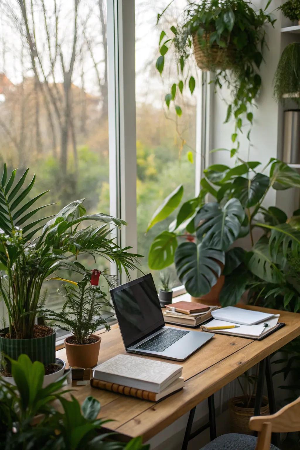 Plants refresh your workspace with freshness and calm.