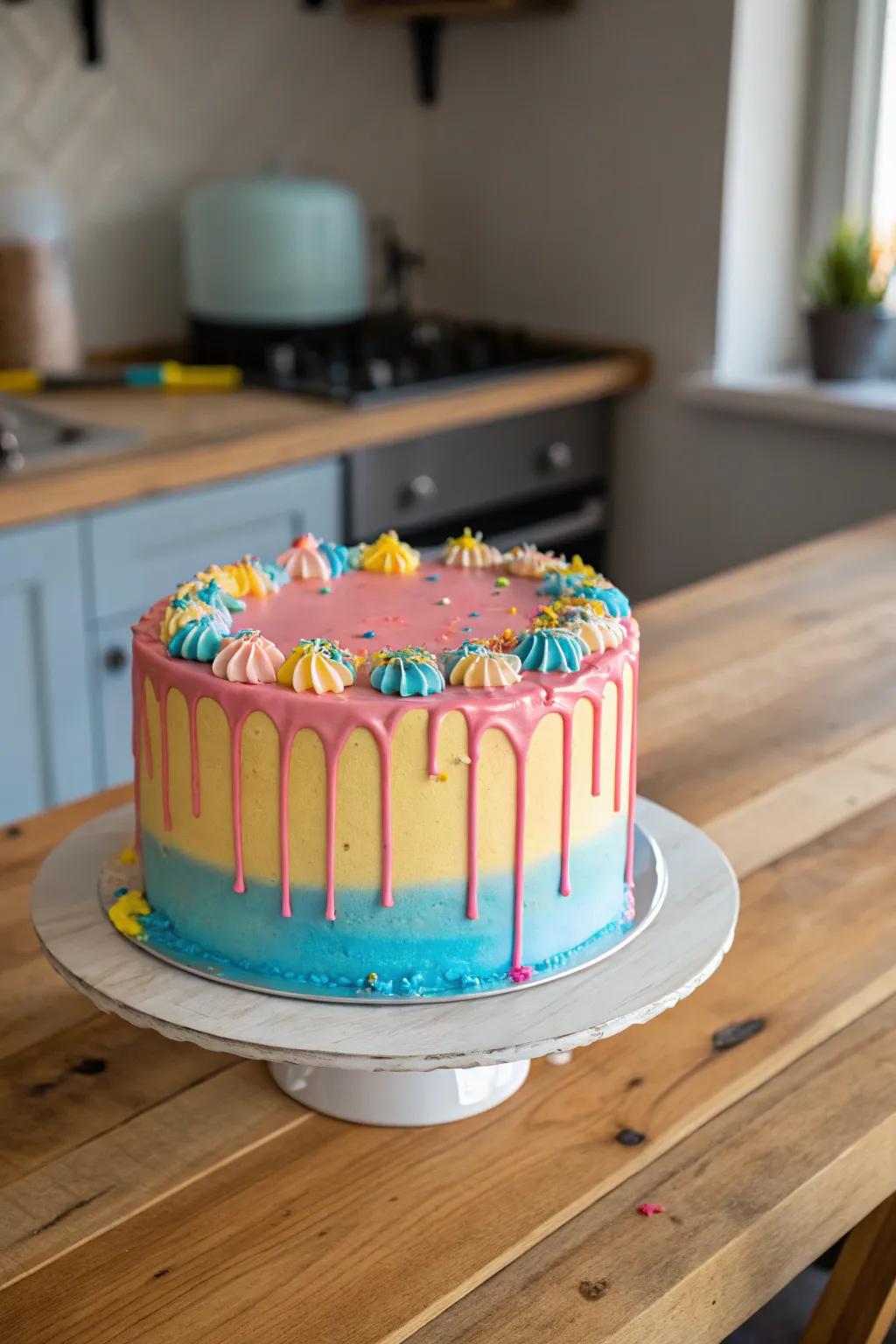 A cake with dramatic melting icing for a modern touch.