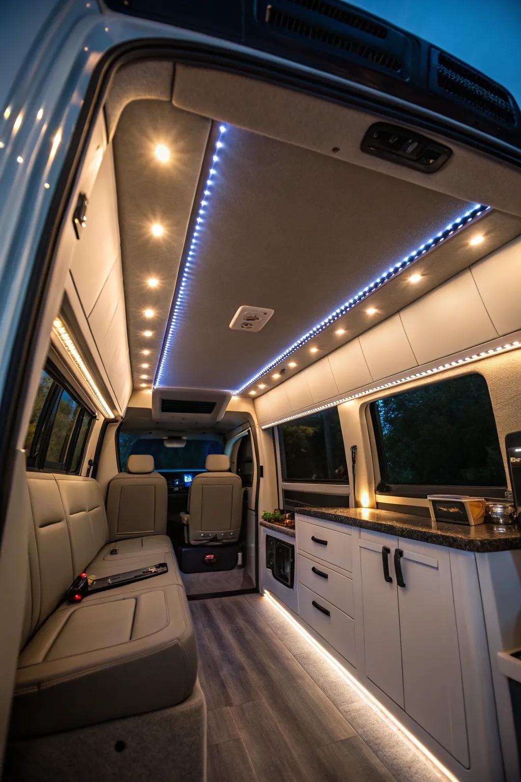 Gentle soft lighting creates a cozy ambiance.