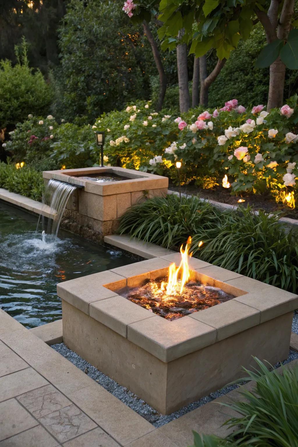 Uniting fire and water delivers a stunning outdoor showpiece.
