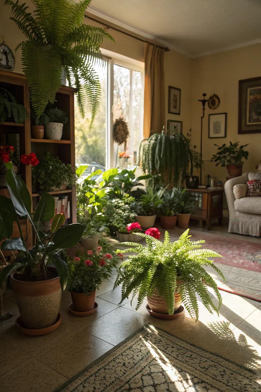 Adding greenery creates a fresh and lively atmosphere.