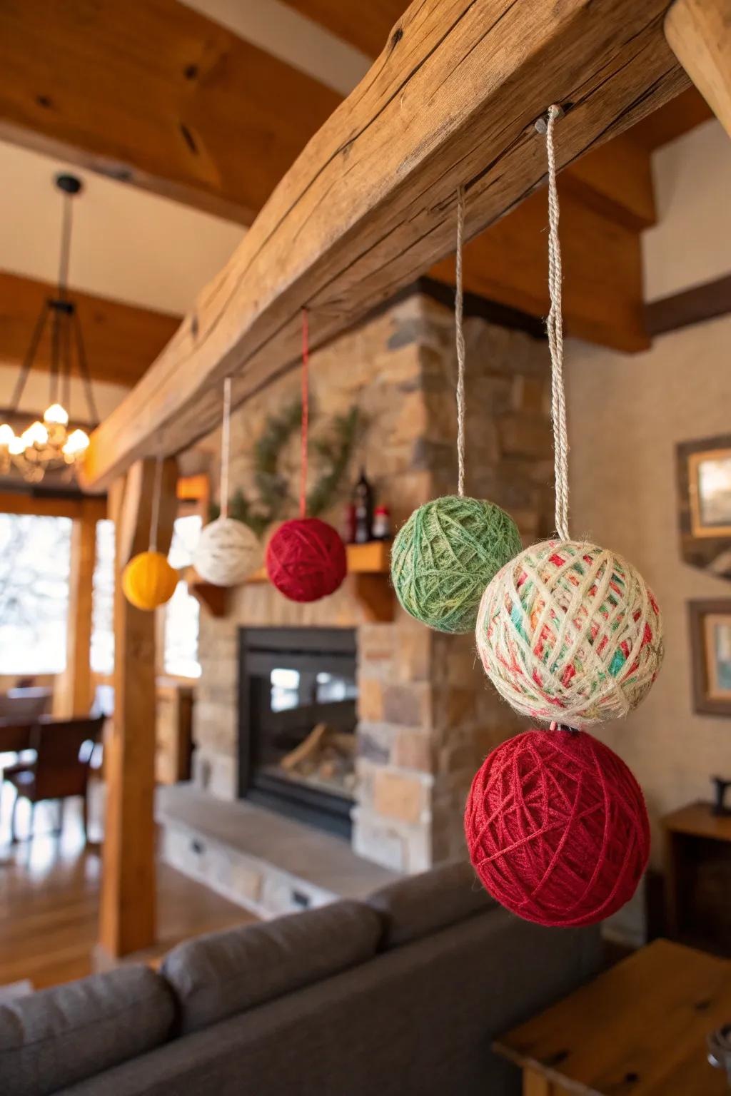 Strand-enveloped ornaments introduce a snug texture.
