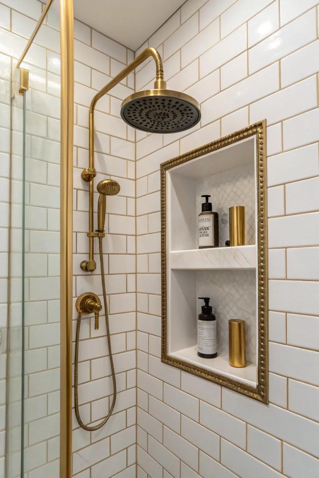 An opulent niche accentuated with brass details.