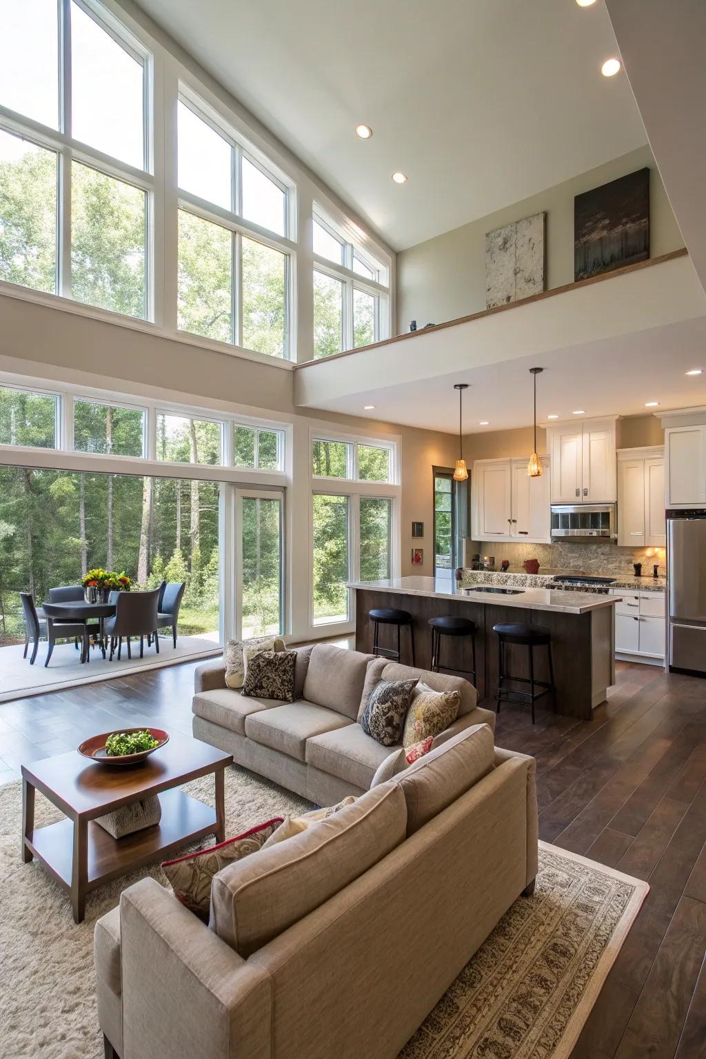 An accessible layout incorporating a recessed living room.