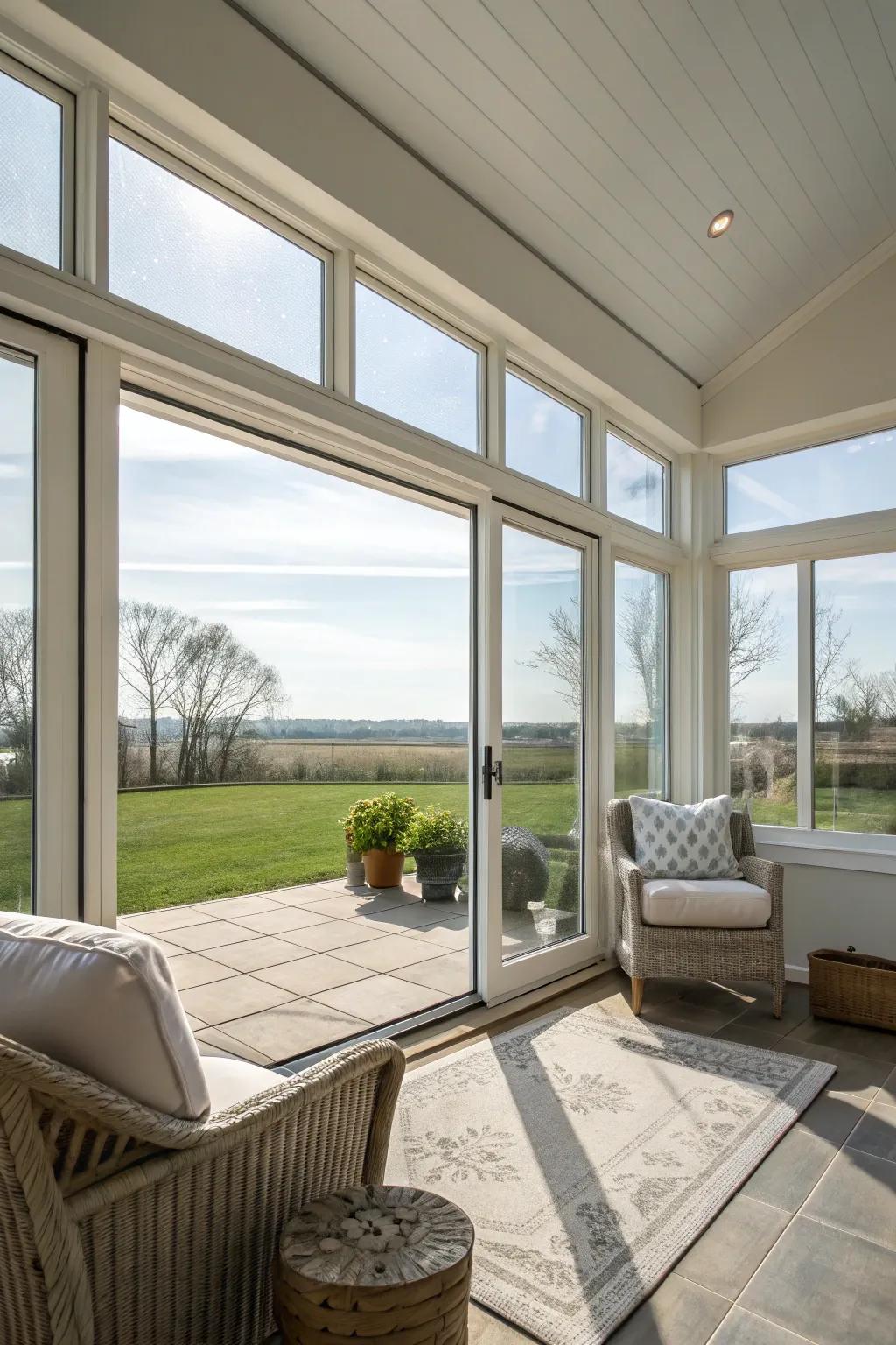 Gliding windows offer a contemporary look with easy access to the outdoors.