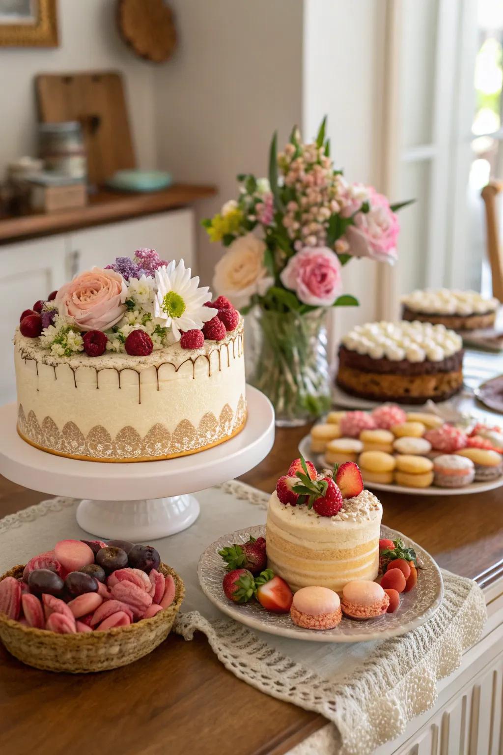 A tempting dessert display to complement the birthday decor.