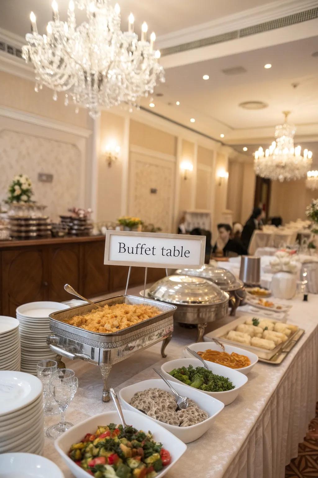Fashionable signage heightens the buffet experience.