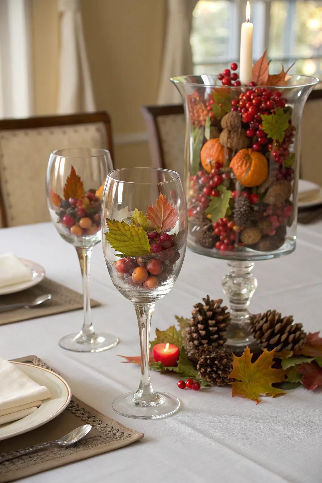 Glassware introduces a sophisticated and refined element.