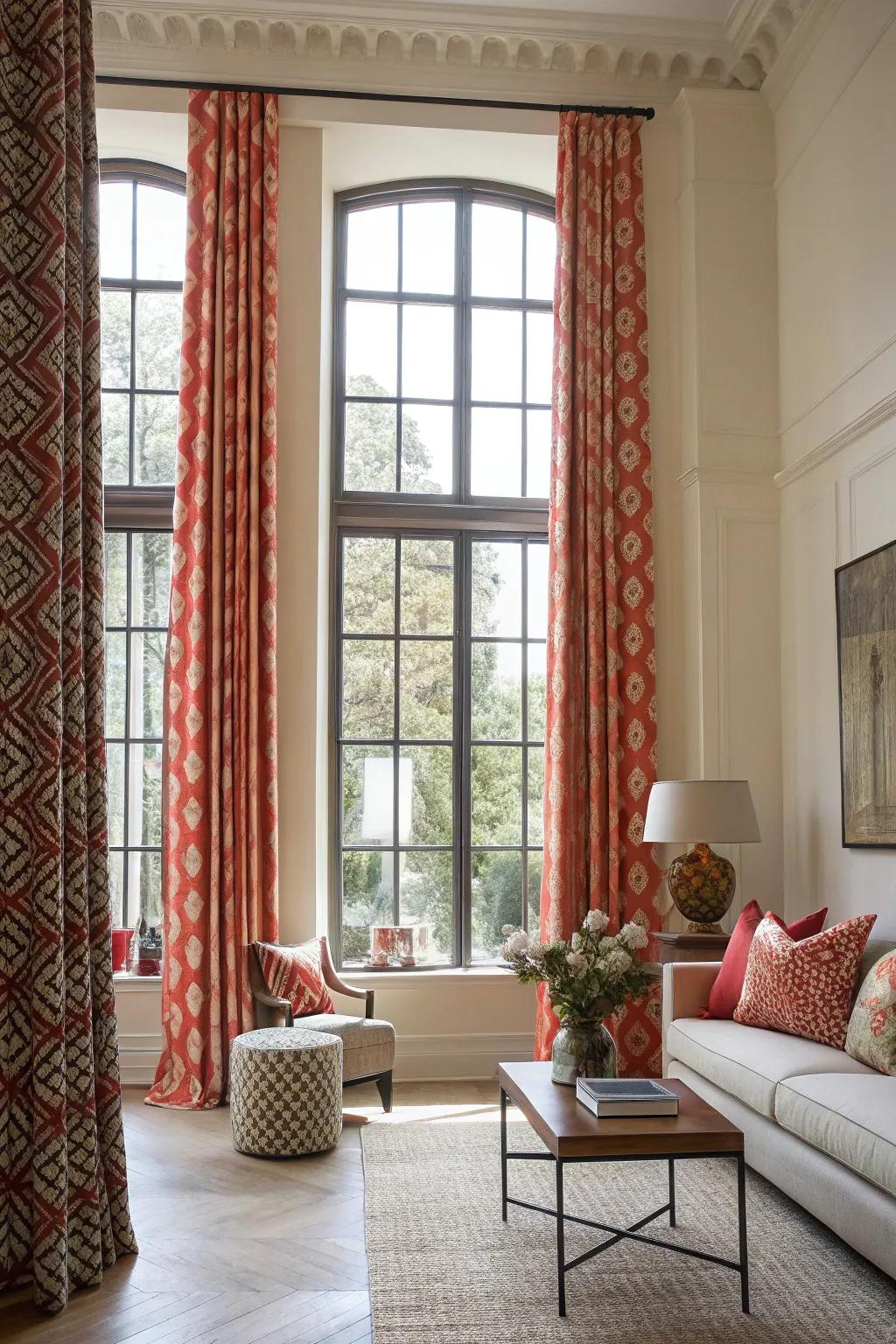 Impressive curtains inject a burst of chroma and individuality.