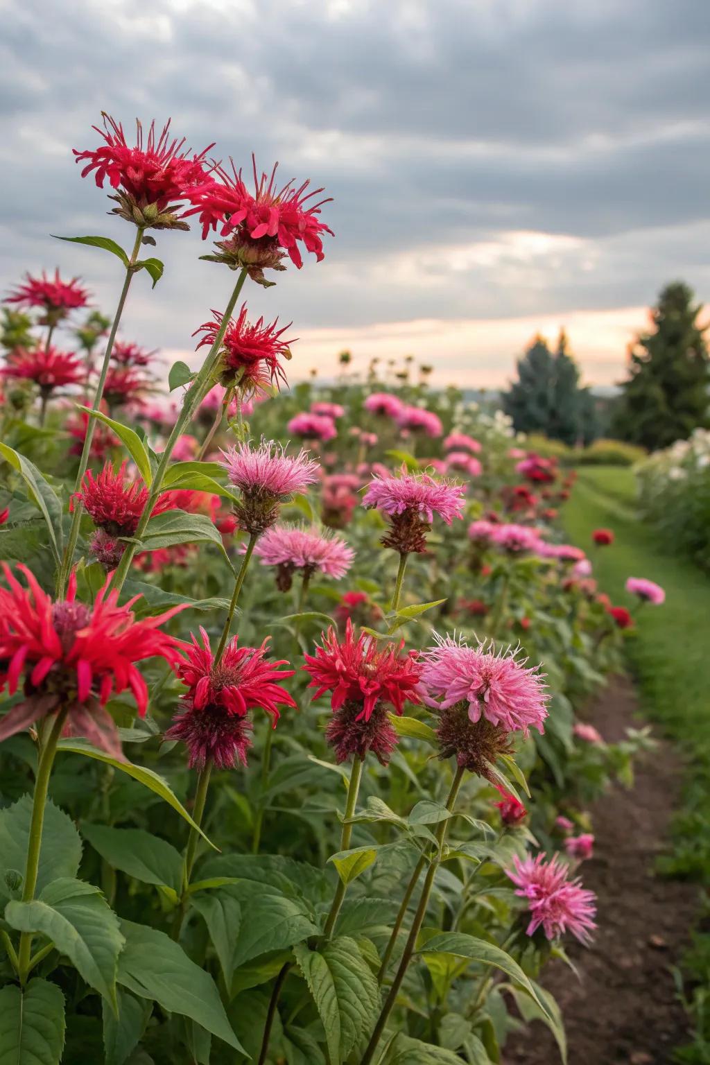 Bee balm flowers attract bees and add a spicy note to your tea.