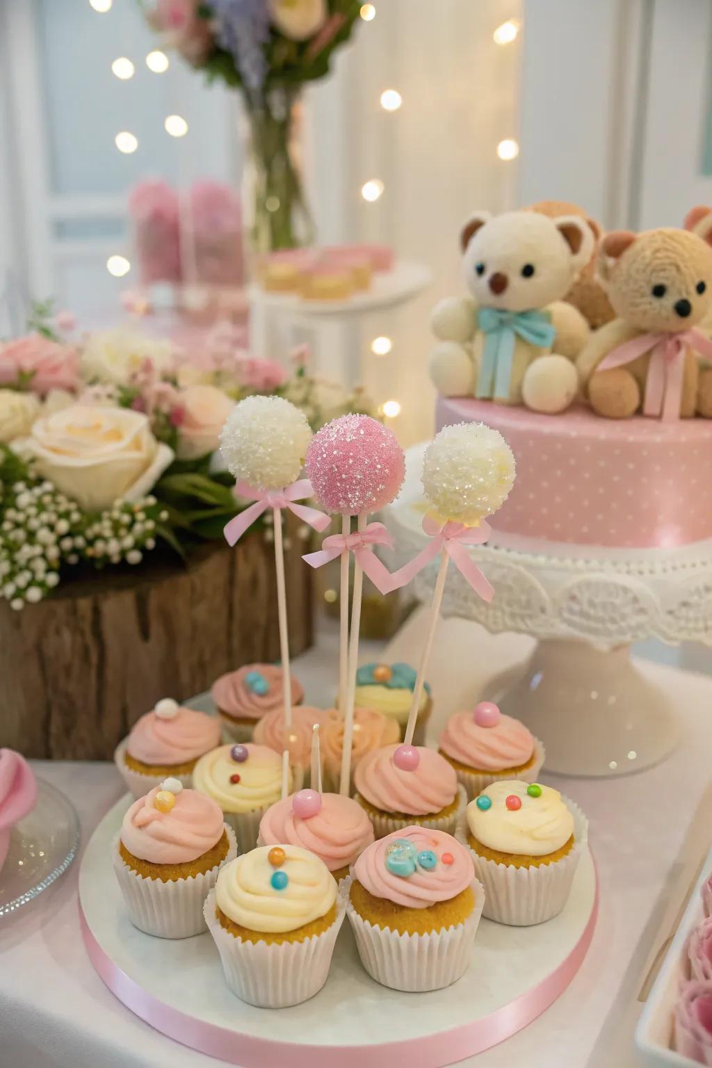 Charming cuddle bear-styled treats serve as a delightful highlight of the celebration.