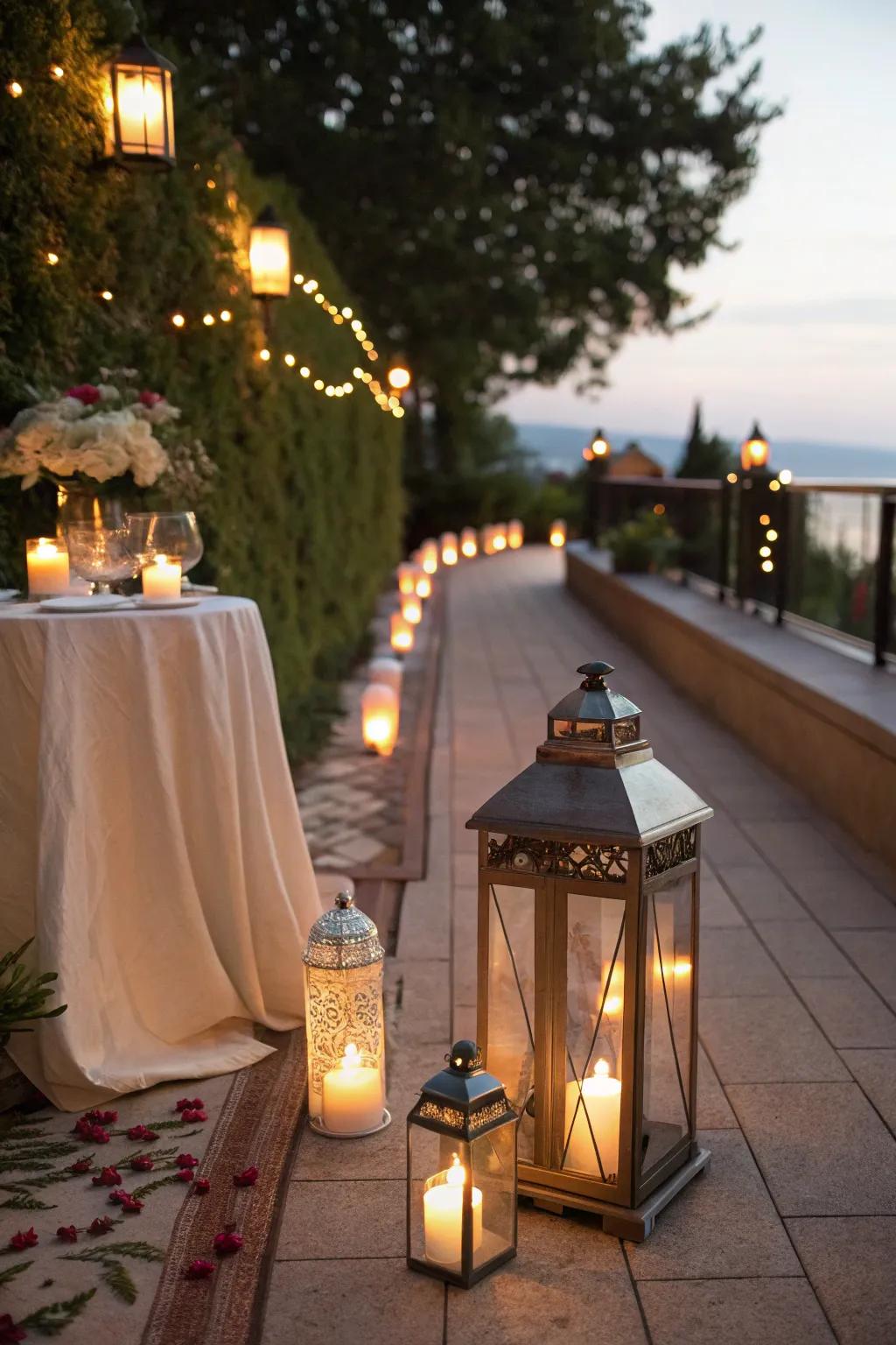 Lanterns cultivate a cozy and welcoming atmosphere.
