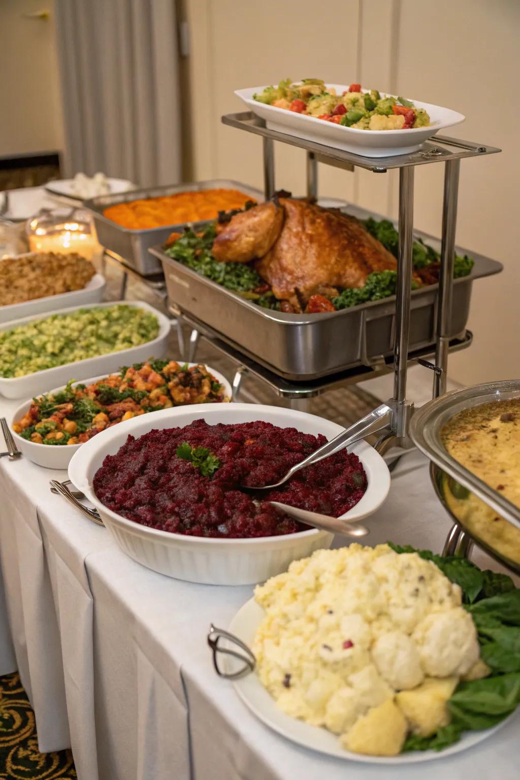 Your buffet display gains depth from the varied heights.