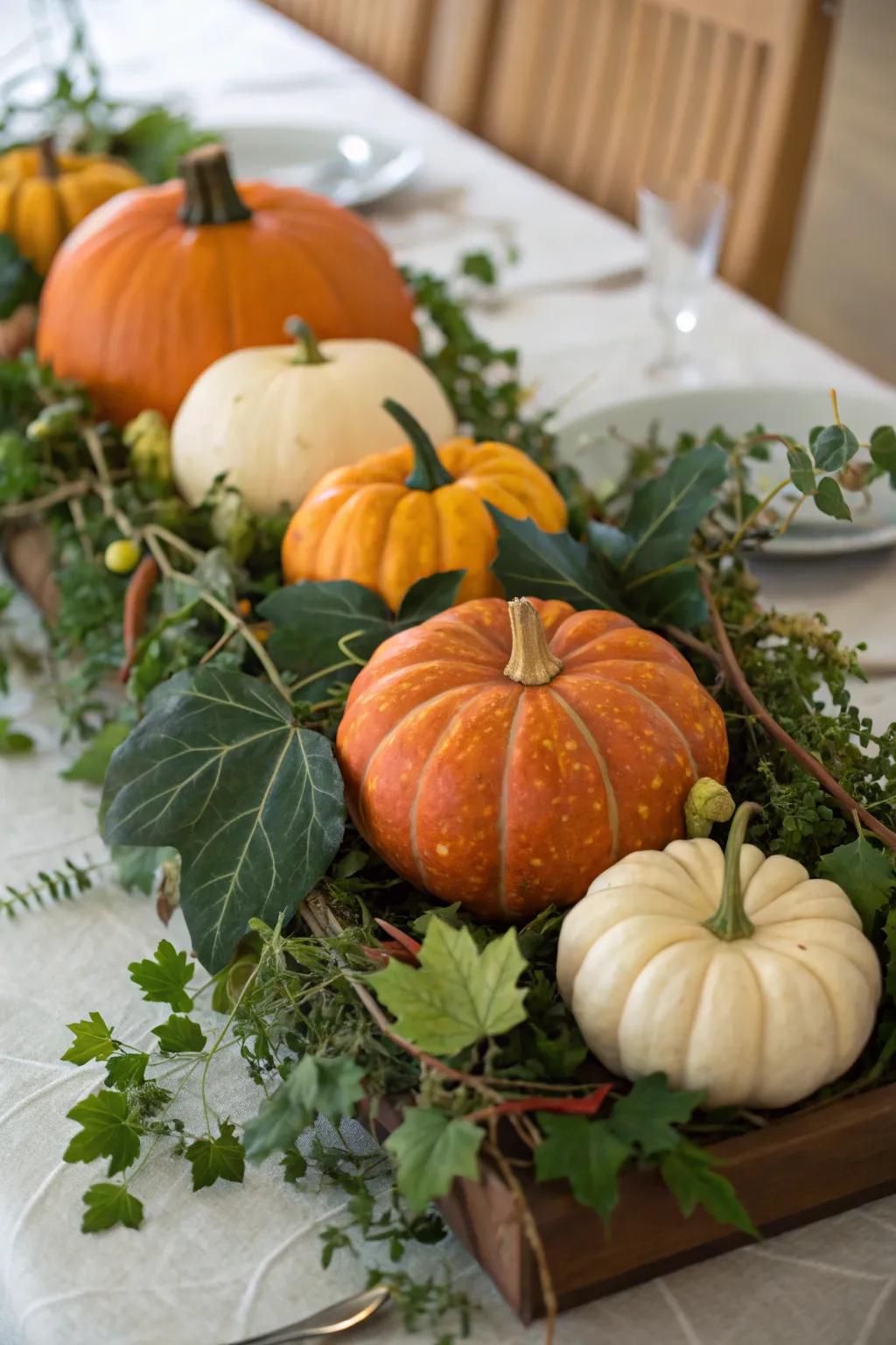 An exquisite focal point pumpkin composition for your table.