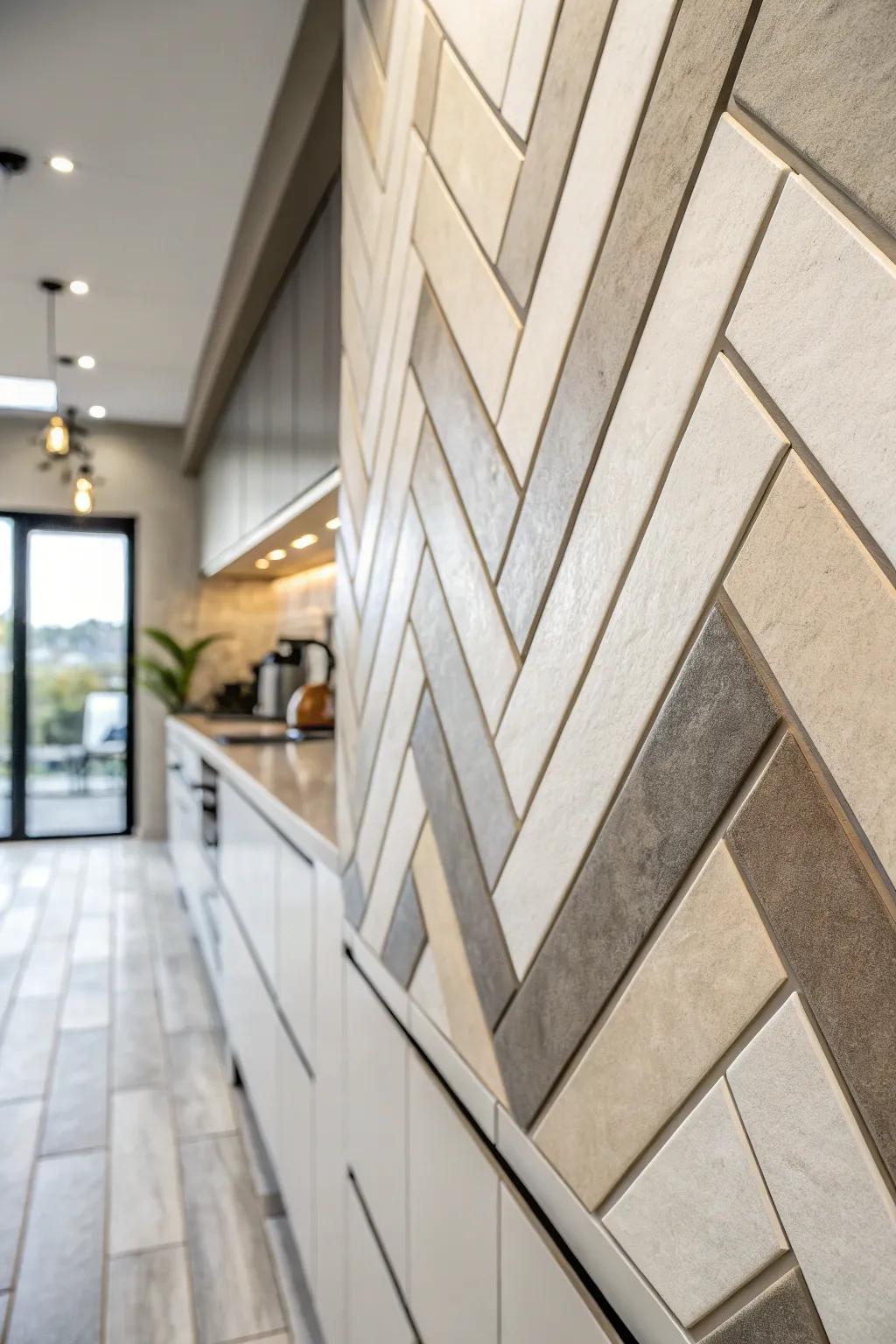 Diagonal picket paving slabs incorporate unforeseen dimension to this fashionable wall.