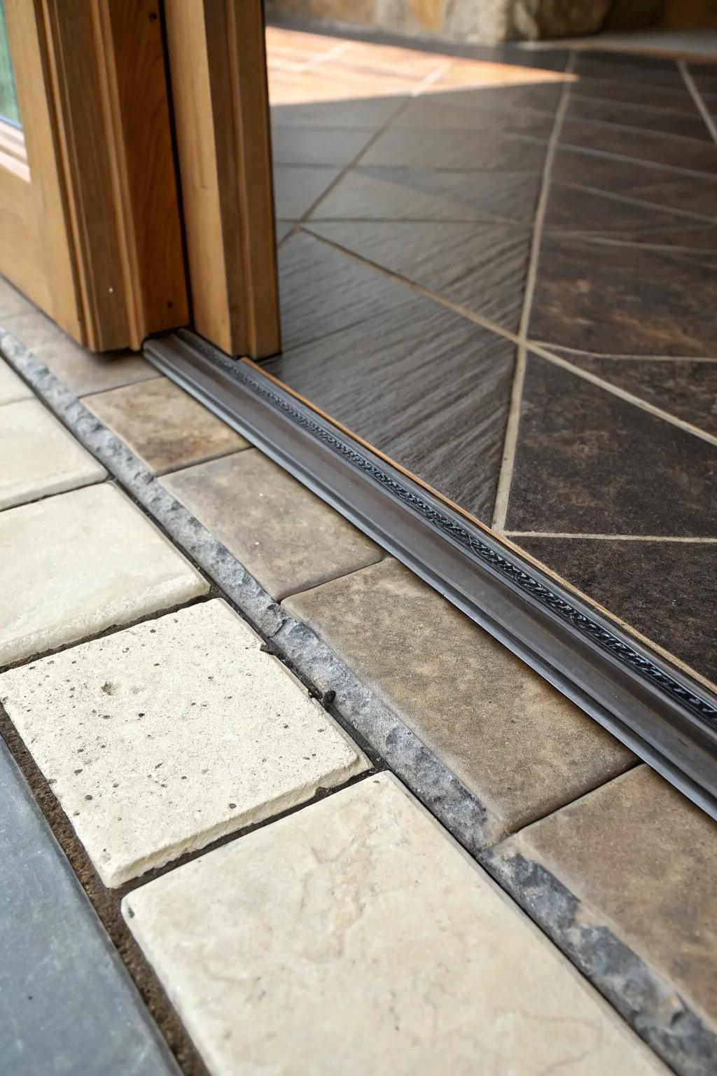 A contrasting threshold elegantly denotes the transition.