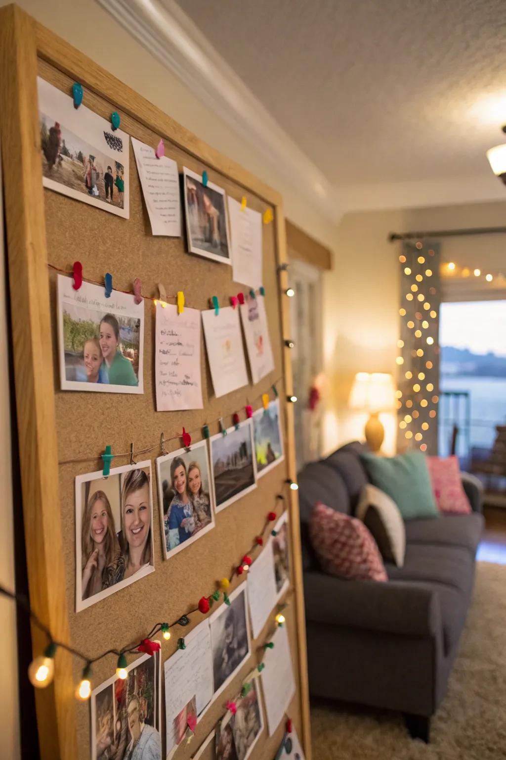 A recollection board filled with family images and precious memories.