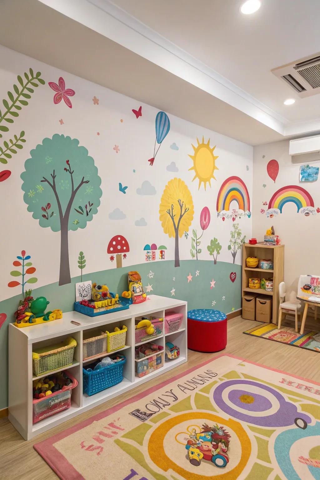 Whimsical murals ignite imagination and inventiveness.