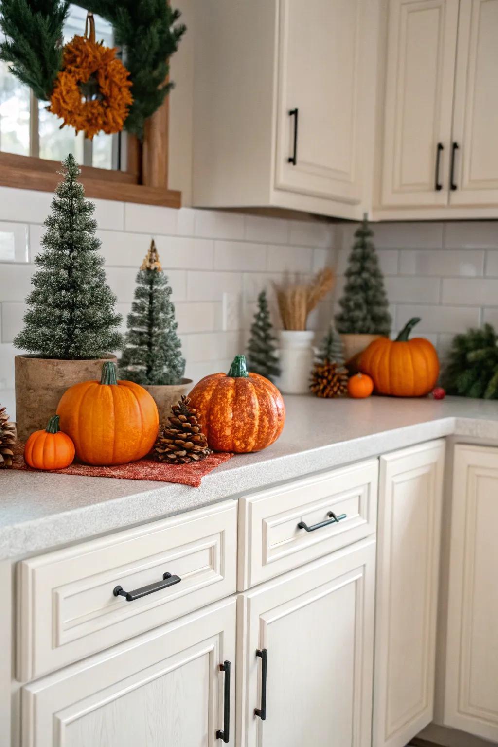 Celebrate the seasons with themed decor atop your cabinets.