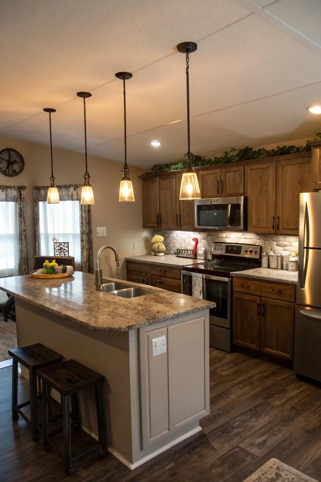 Thoughtful lighting brightens your kitchen and introduces style.