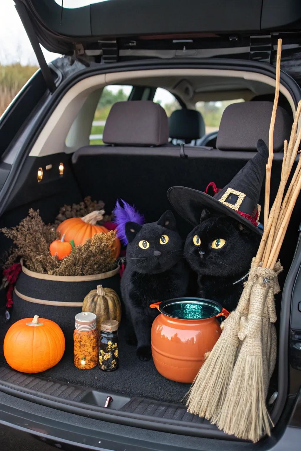 Feline sidekicks make amazing spooky partners for your trunk.