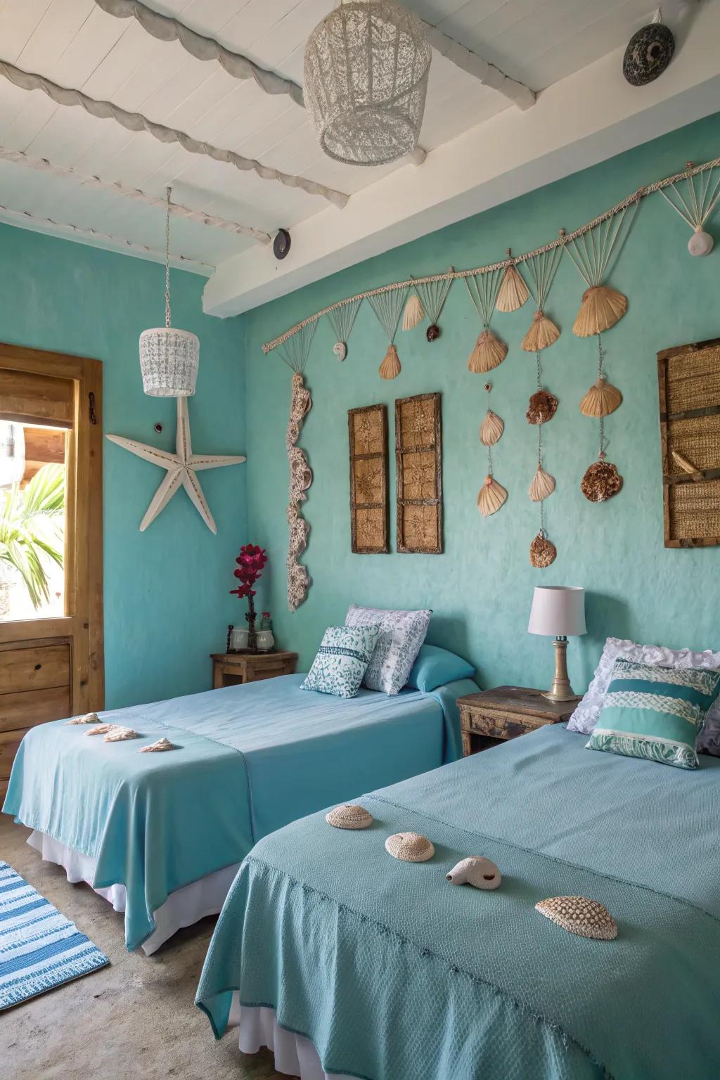 Coastal-inspired décor changes this bedroom into a seaside escape.