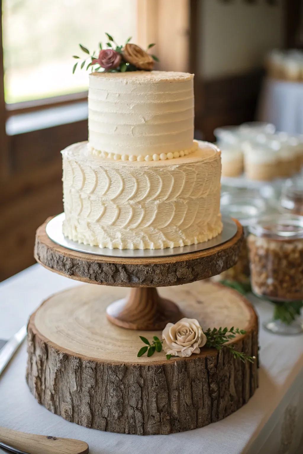 A textured buttercream delight for a country-inspired touch.
