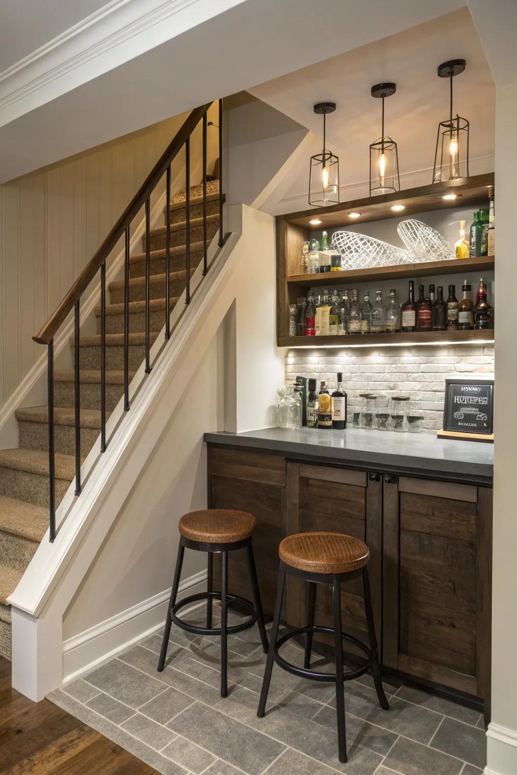Impress your guests with a basement mini bar.