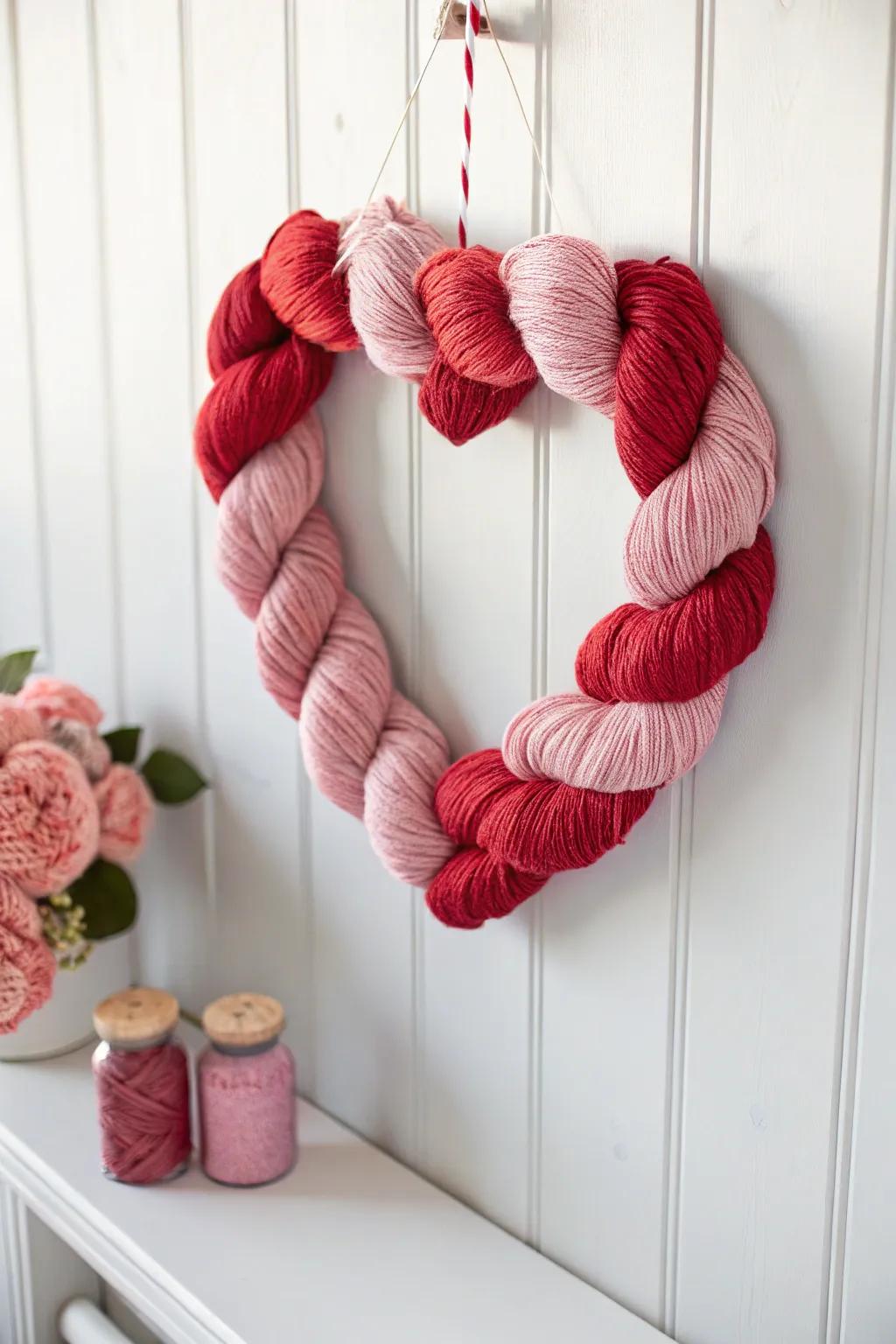 Embrace simplicity with a beautifully crafted thread-enclosed Valentine wreath.