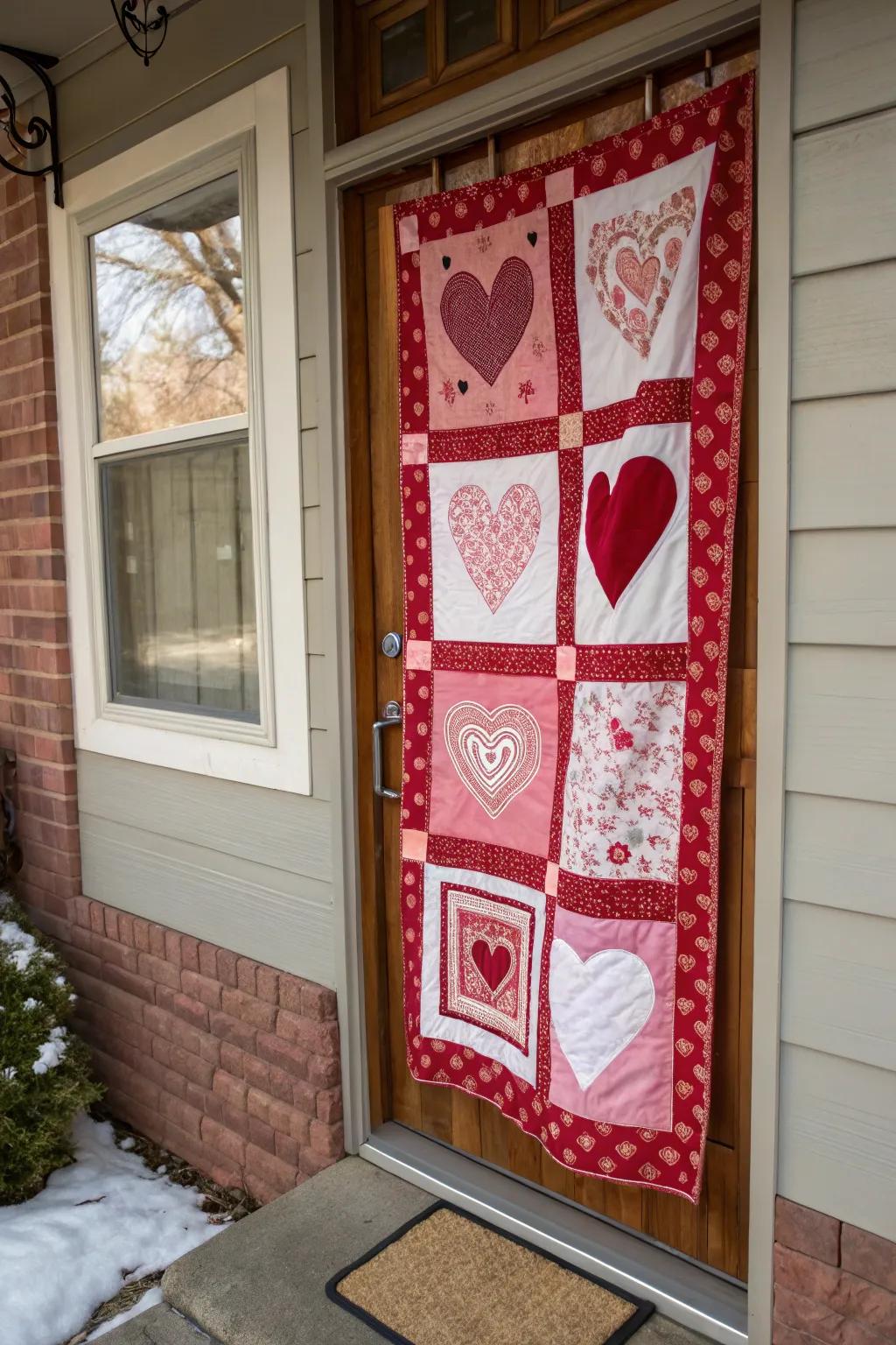 Layered textiles offer warmth and coziness to Valentine's decorations.