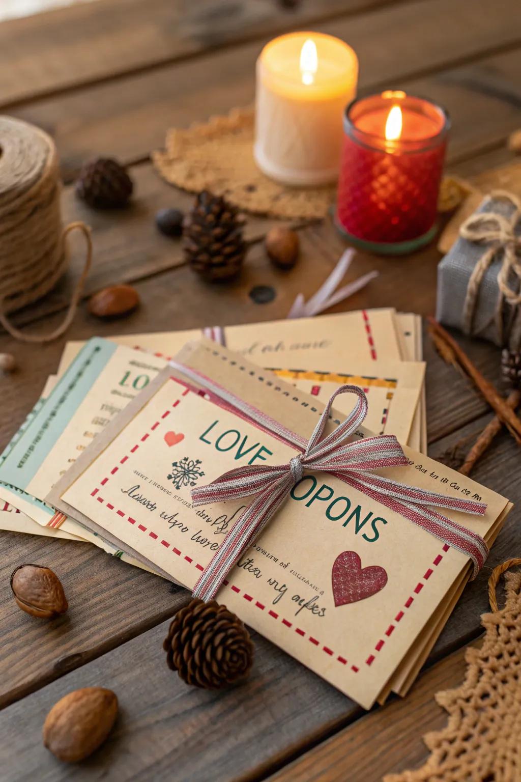 Handcrafted affection tokens for an intimate Valentine's Day present