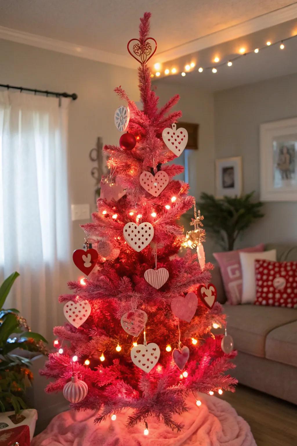 Transform your holiday tree into a Love Day centerpiece using themed ornaments.