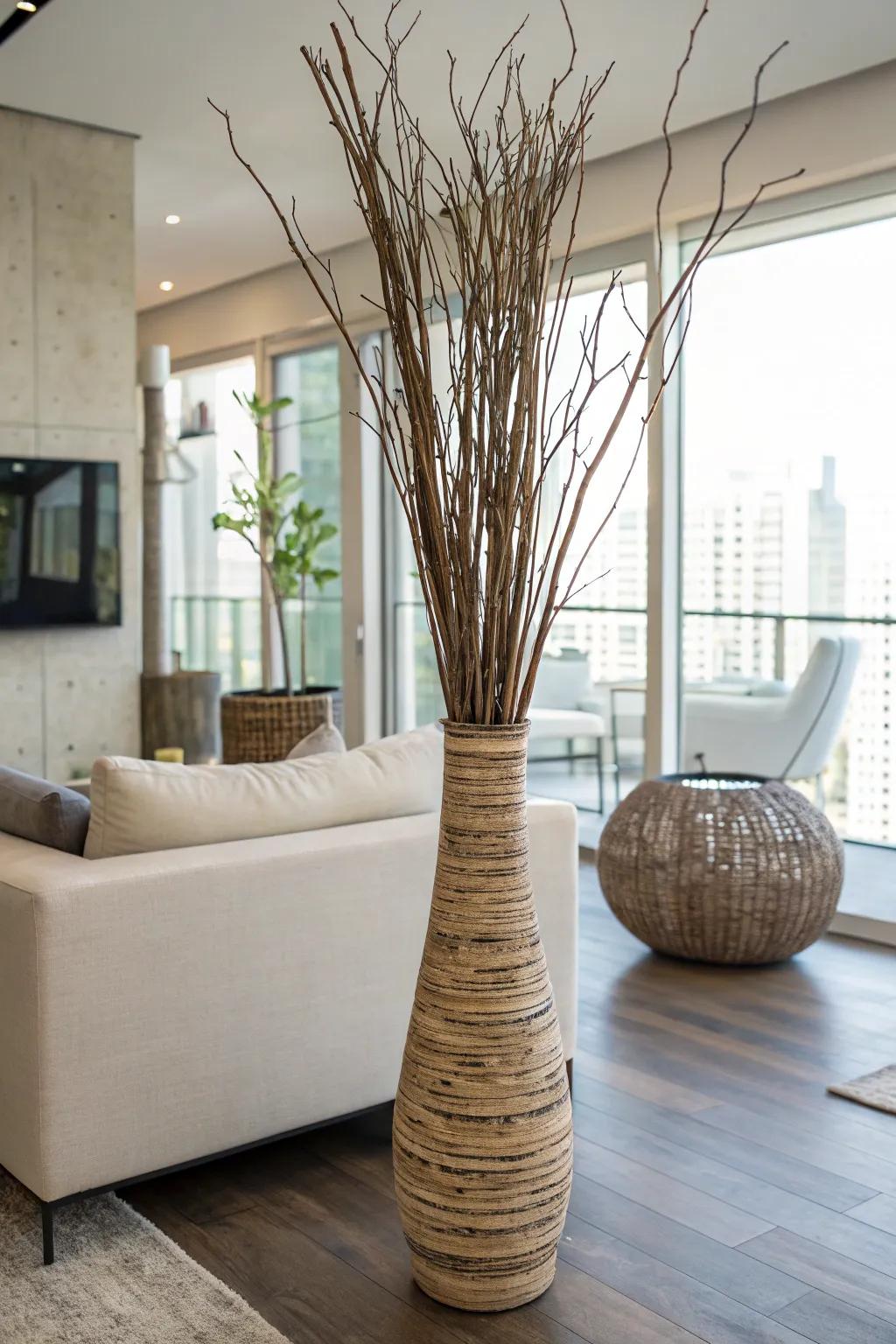 Make an attractive display using twigs and branches.