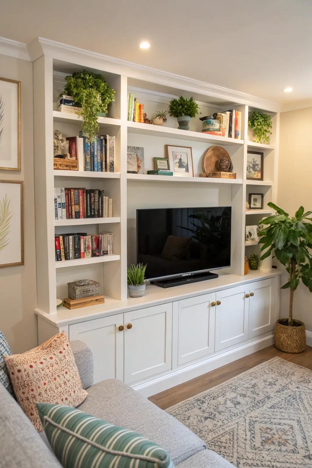 Built-in storage keeps the room organized and fashionable