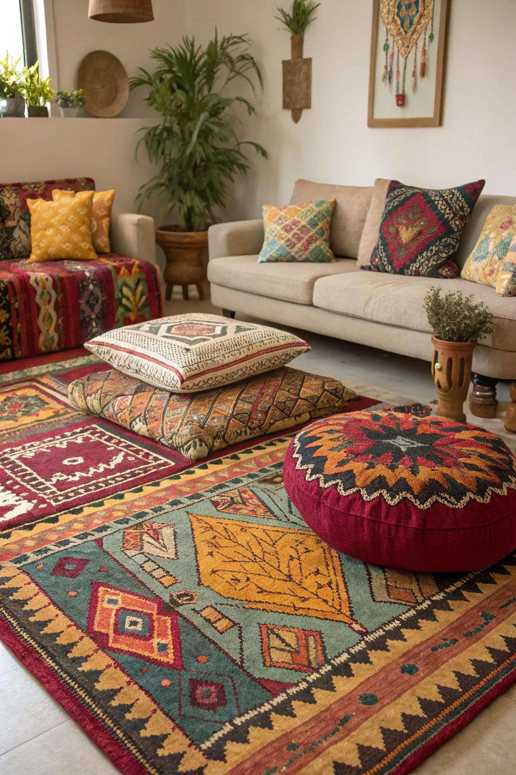 Patterns add a playful and fashionable element to your family room design.