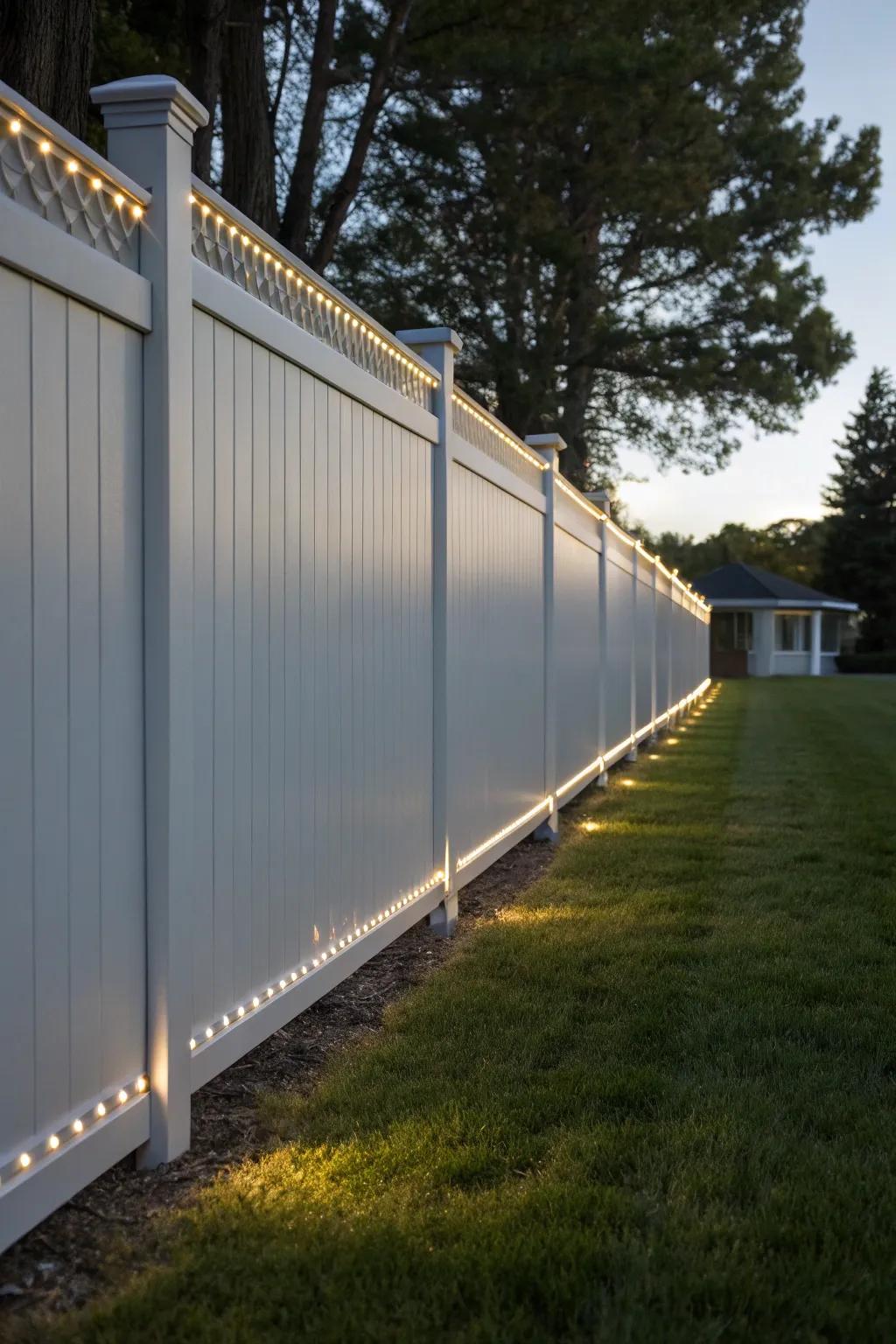 LED strip lights present a modern aesthetic for your fence.
