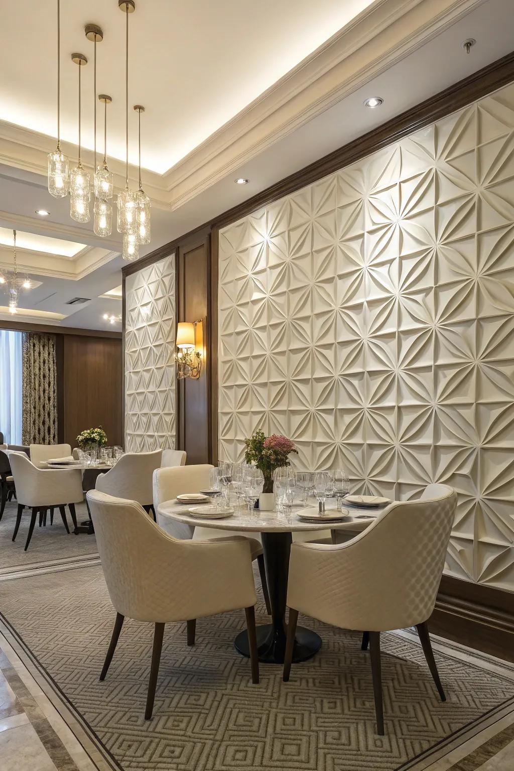 The addition of shaped panels brings dimension and a contemporary twist to any space.