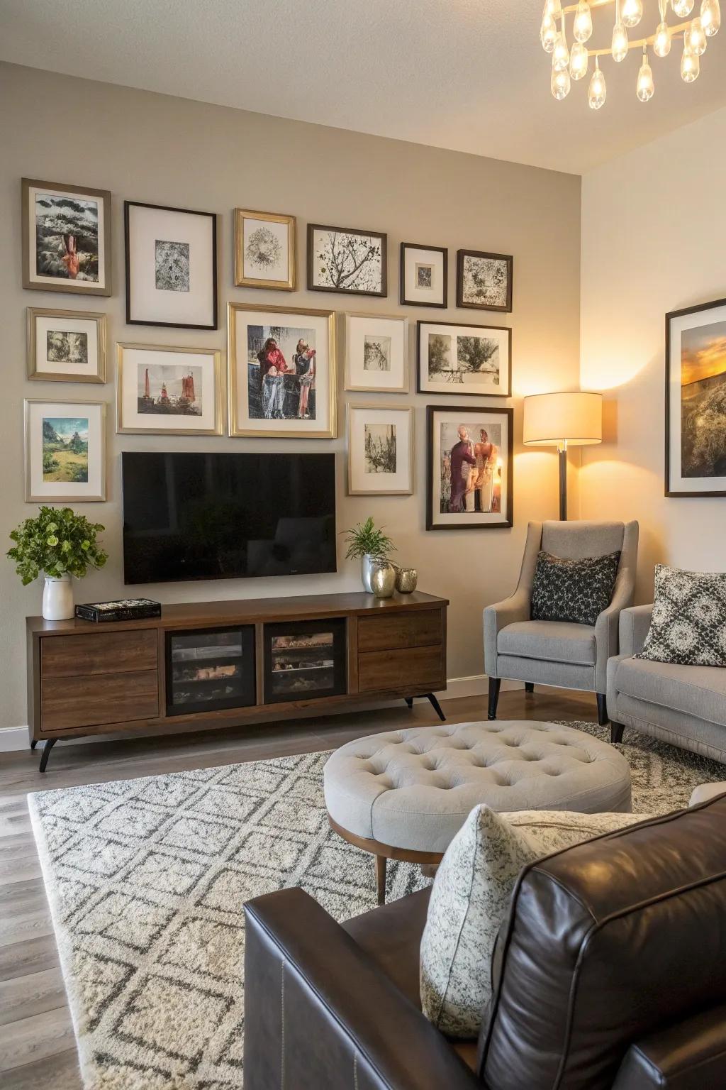 A gallery wall communicates a narrative.