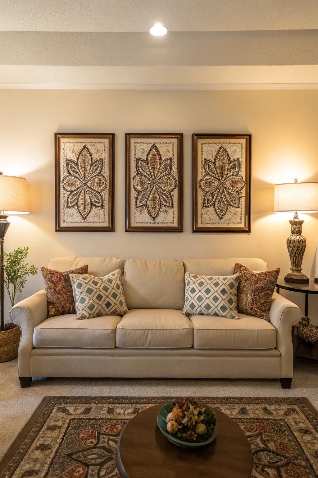 Symmetrical arrangements evoke a sense of order and serenity.