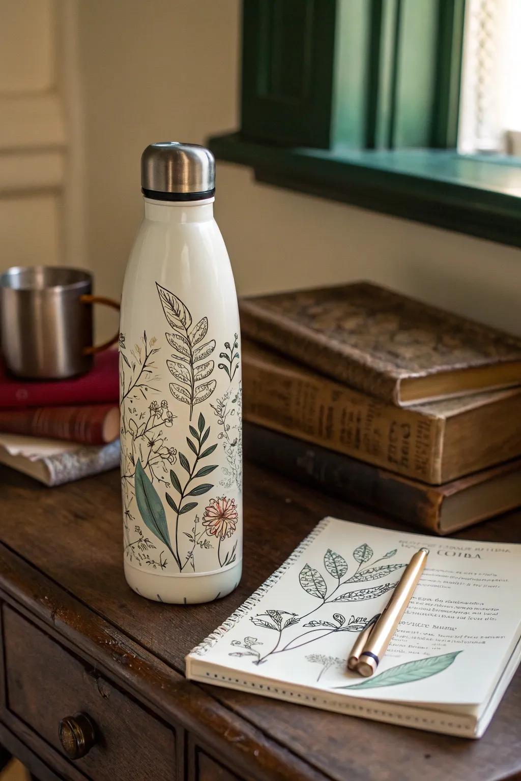 Reusable bottles featuring artistic designs for a creative impression.