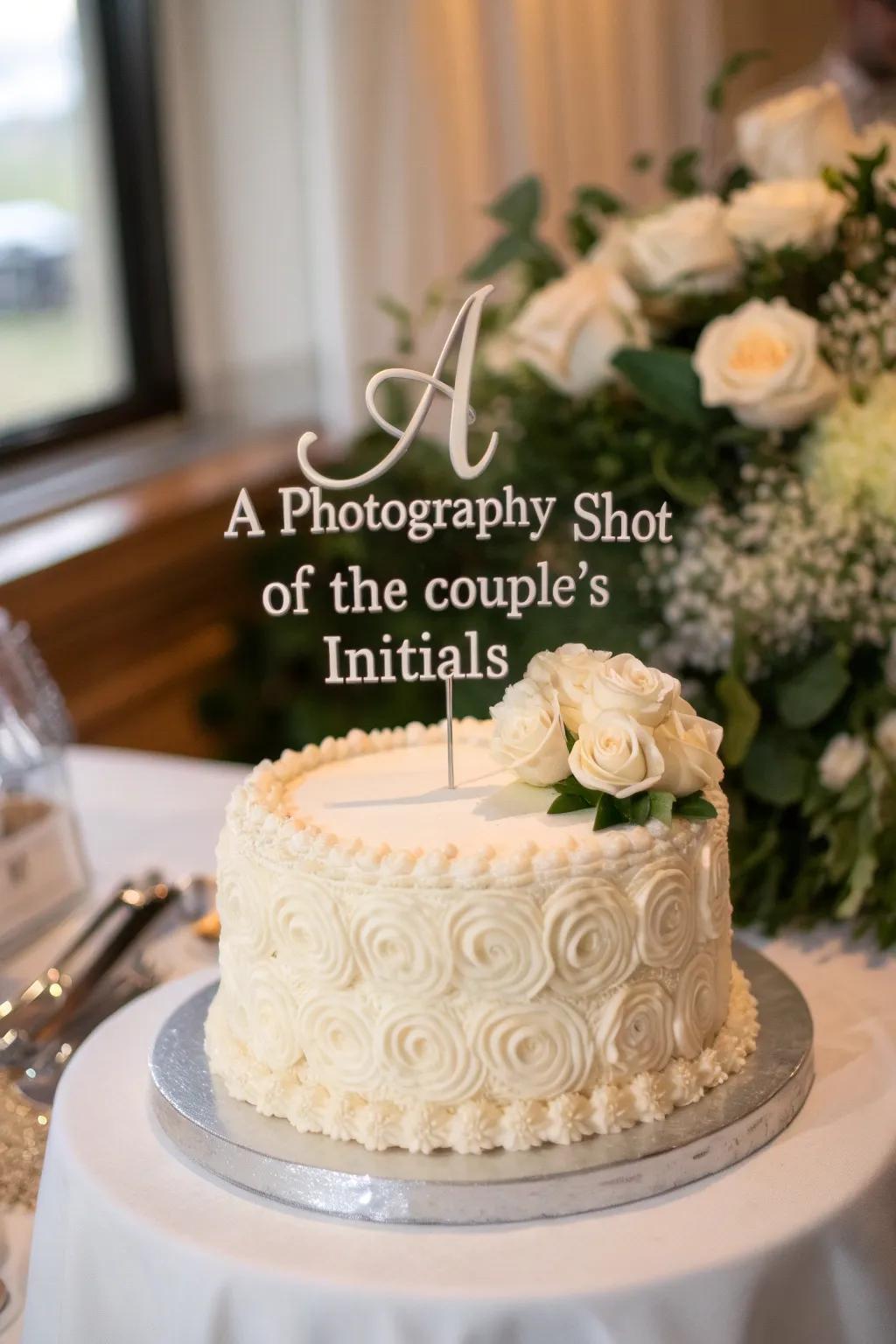 A wedding cake featuring a personalized decoration for a unique touch.