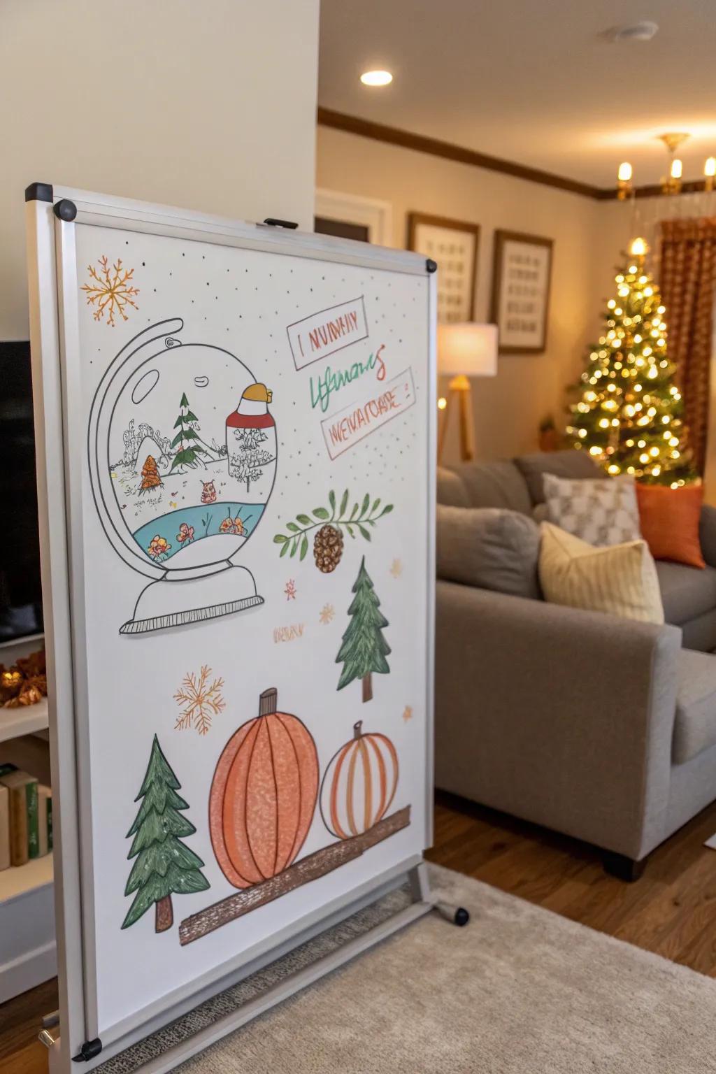 Festive whiteboard artworks to celebrate and encourage.
